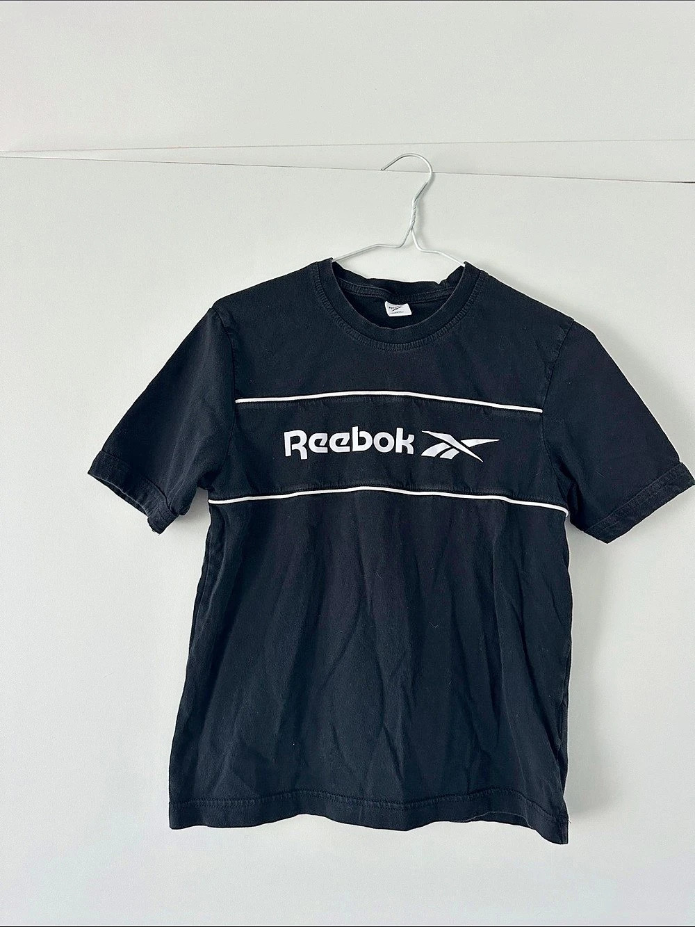 Vintage Reebok Graphic Color Block Short Sleeve Tee in Black